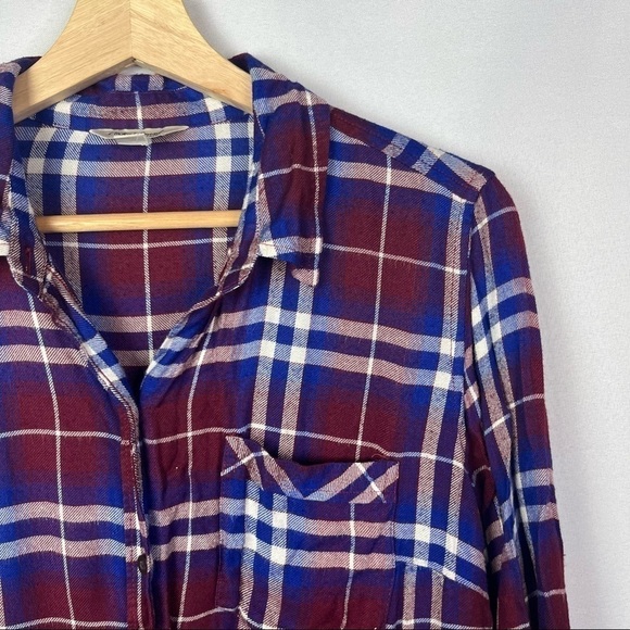 Lucky Brand Bungalow Red & Blue Plaid Button Down Flannel M - Picture 4 of 5